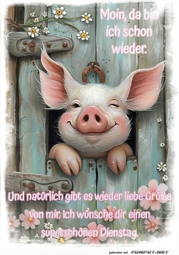 Frhliches Schweinchen schickt Dienstaggre