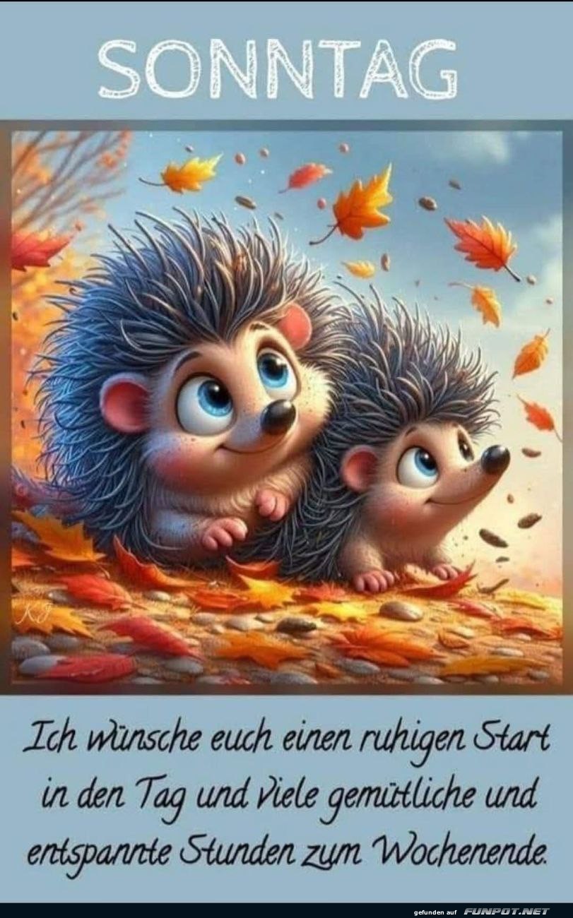 Gemütlicher Sonntag mit Igelillustration Gemütlicher Sonntag mit Igelillustration