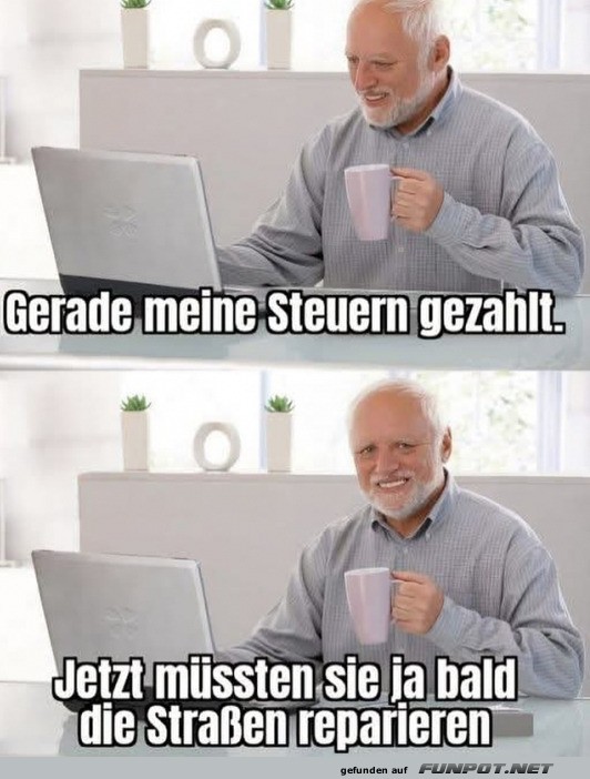 Steuerzahlung und Straenreparatur