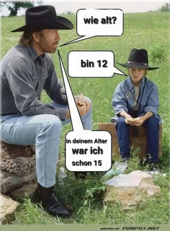 Lustiger Dialog zwischen Cowboy und Kind