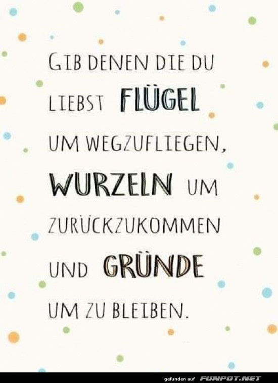 Gib Liebe, Flgel, Wurzeln und Grnde