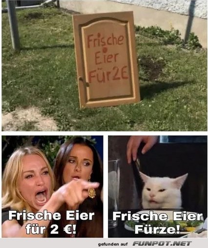 Lustiges Meme mit Eierwerbung