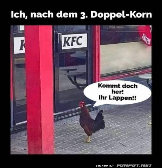 Huhn vor KFC nach zu viel Alkohol