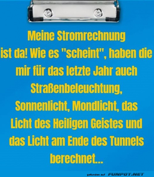 berraschende Stromrechnung angekommen