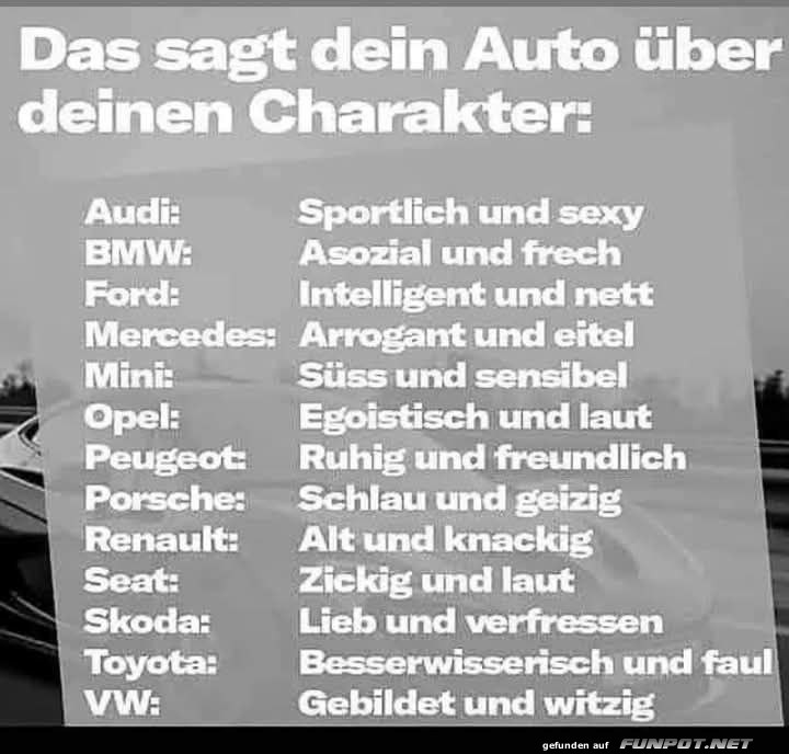 Was dein Auto ber deinen Charakter verrt