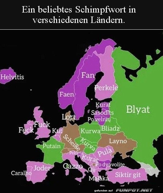 Verbreitete Schimpfwrter in Europa