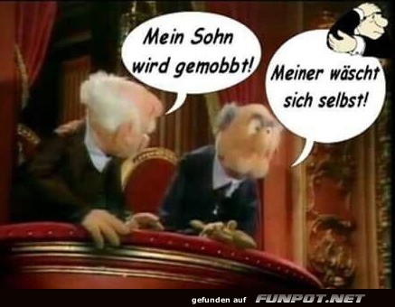 Zwei Charaktere im Dialog über ihre Söhne Zwei Charaktere im Dialog über ihre Söhne