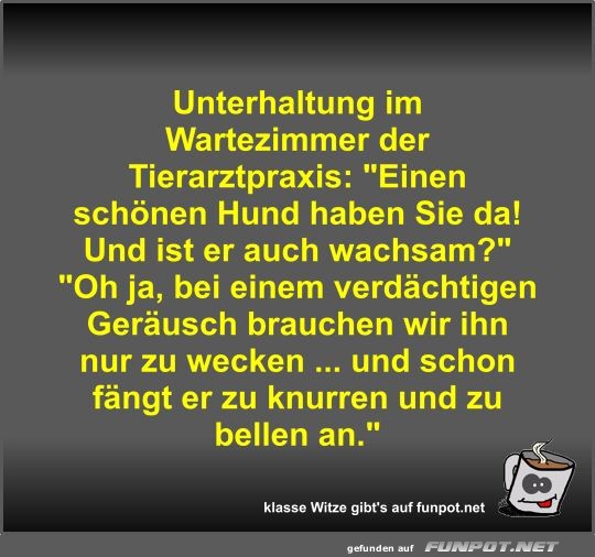 Unterhaltung im Wartezimmer der Tierarztpraxis