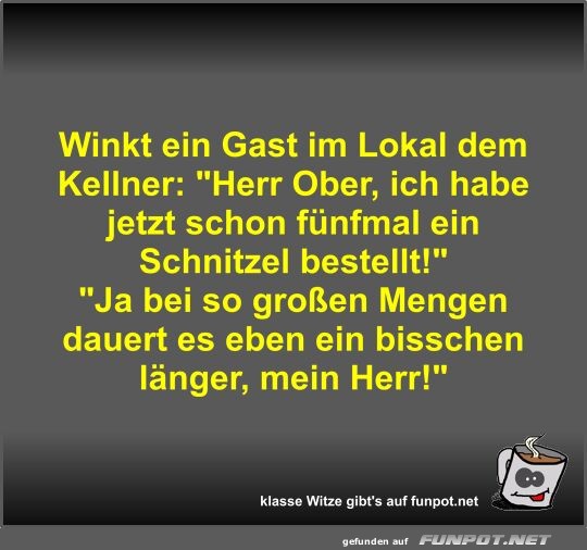 Winkt ein Gast im Lokal dem Kellner