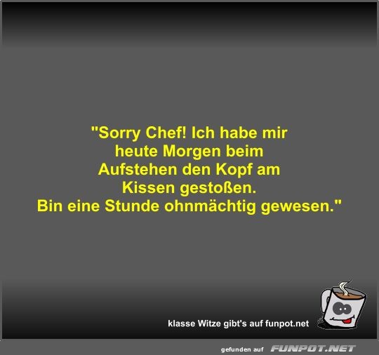 Sorry Chef! Ich habe mir heute Morgen beim Aufstehen den...