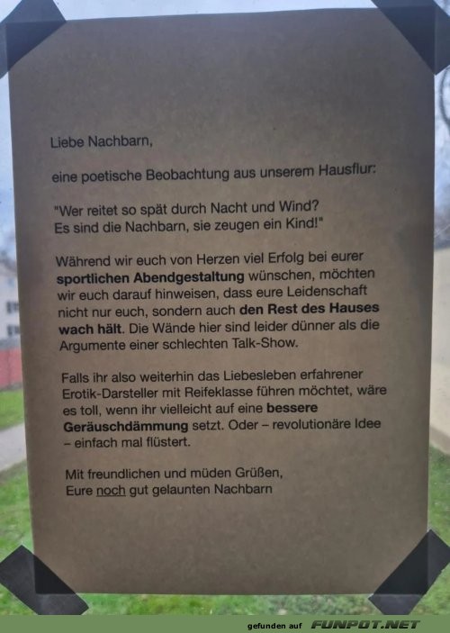 Poetische Beobachtung im Hausflur