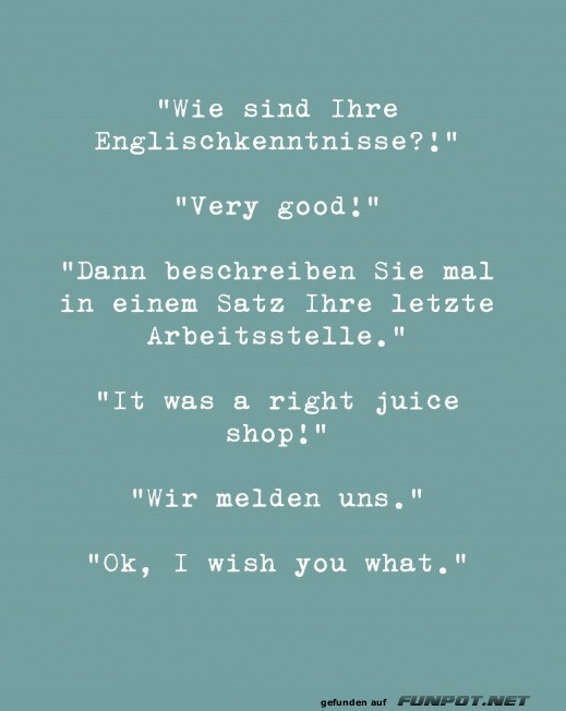 Humorvolles Vorstellungsgesprch auf Englisch