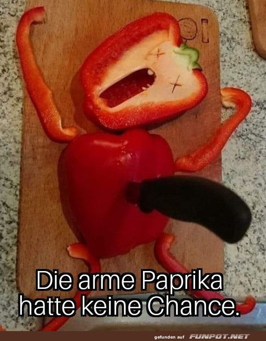 Paprika mit schwarzem Humor