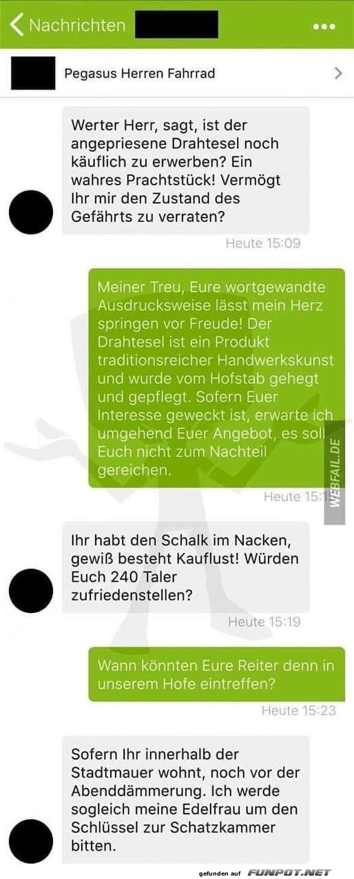 Unterhaltsame Fahrrad-Konversation