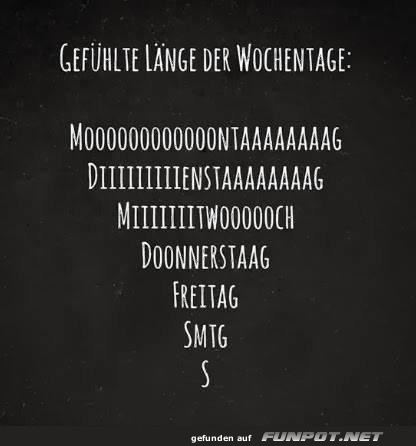 Gefhlte Lnge der Wochentage
