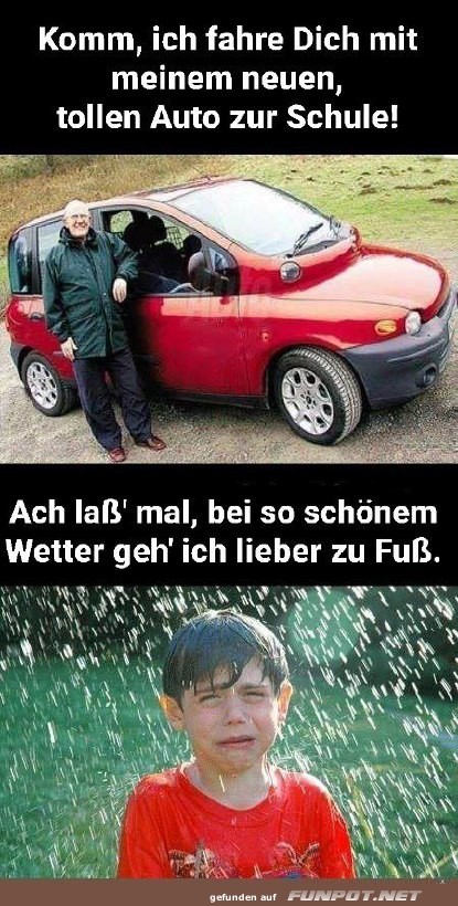 Neues Auto zur Schule bringt lustigen Twist