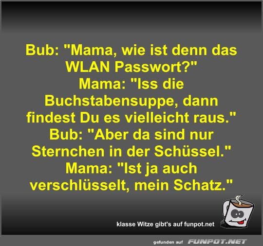 Bub: Mama, wie ist denn das WLAN Passwort?