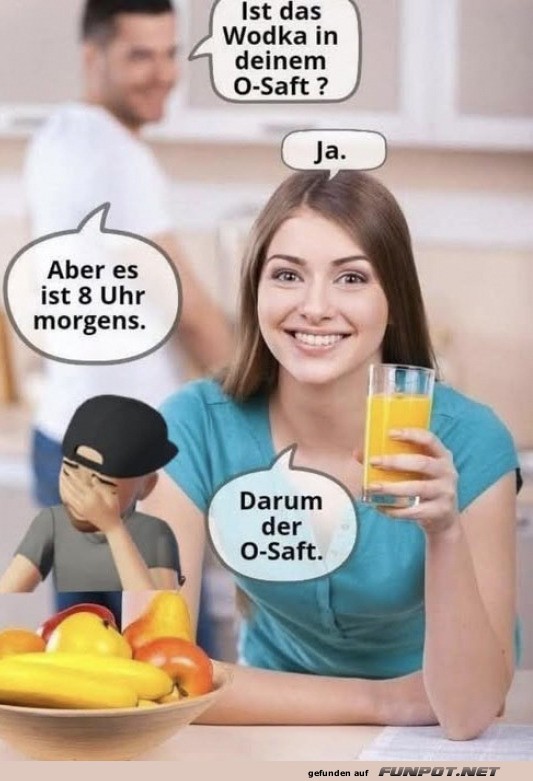 Lustiges O-Saft-Meme: Morgendlicher Vodka-Witz