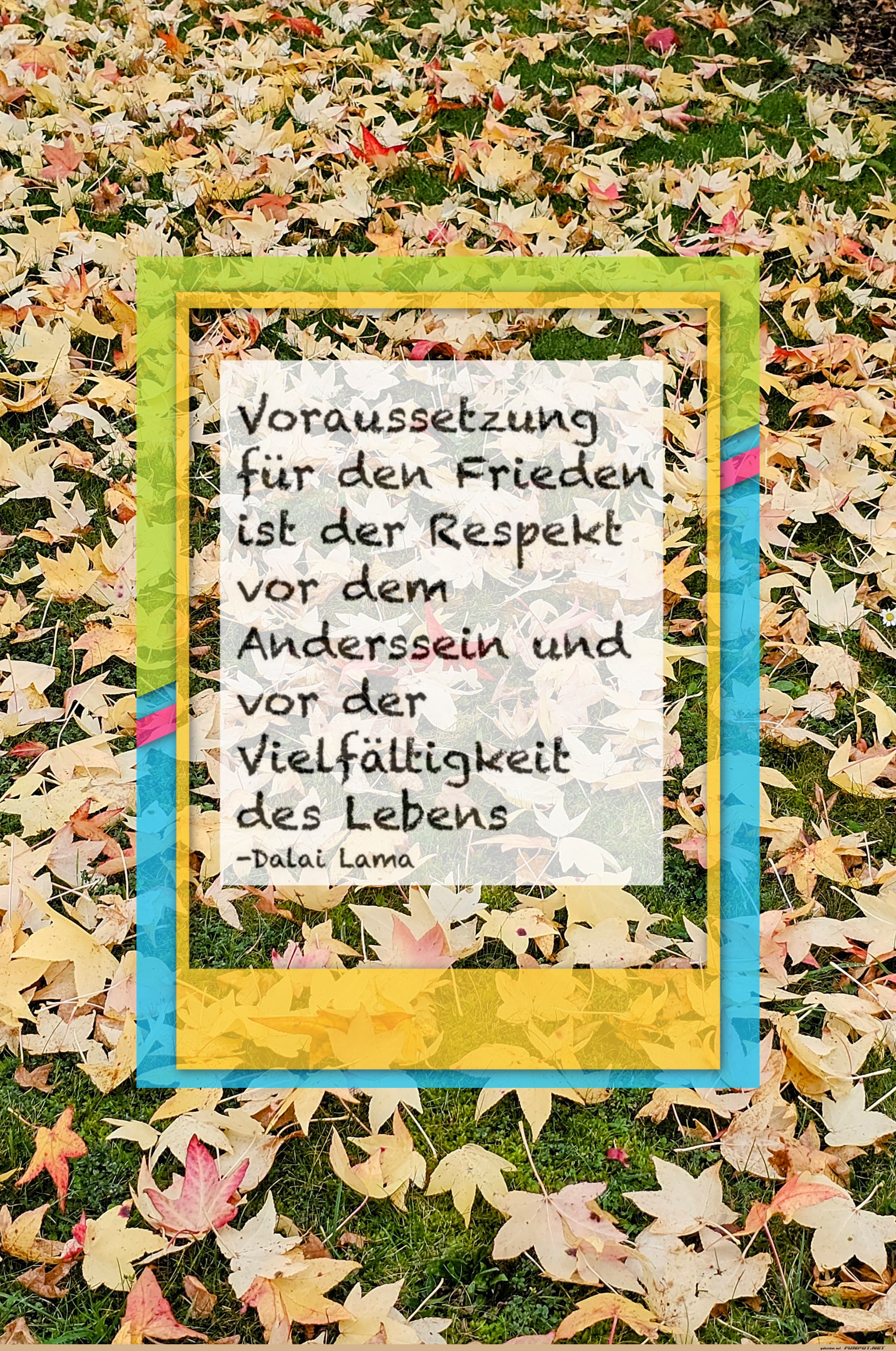 Zitate ber Vielfalt und Frieden im Herbstlaub