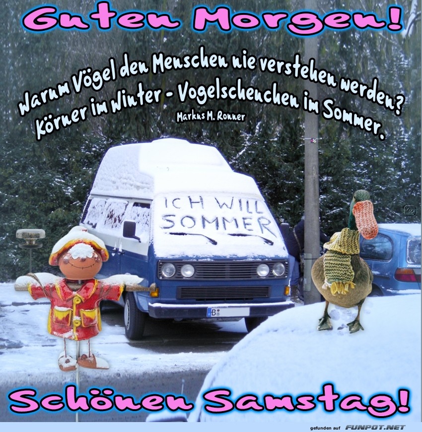 Lustiger Wintergru mit Sehnsucht nach Sommer