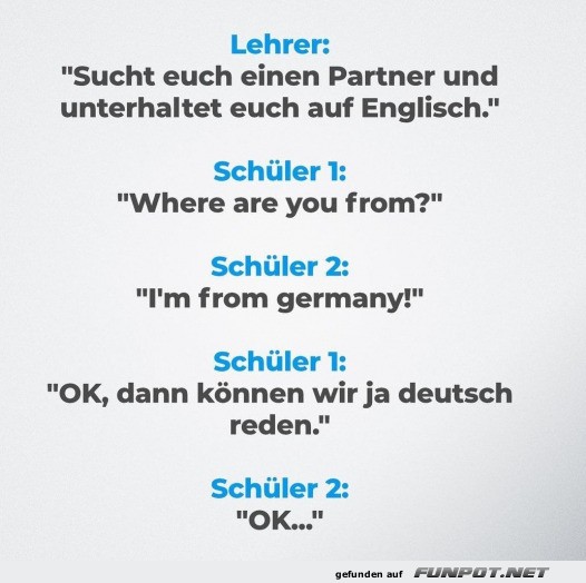 Lustiger Dialog im Englischunterricht