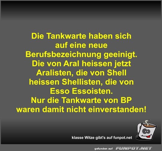 Neue Berufsbezeichnungen fr Tankwarte