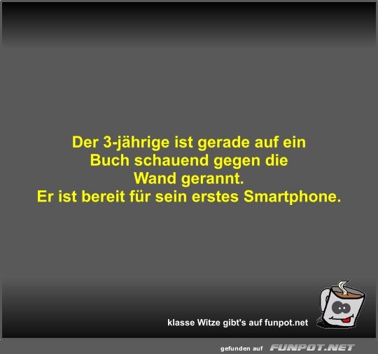 Der 3-jhrige ist gerade auf ein Buch schauend gegen die...