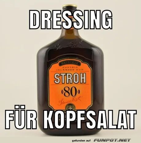 Humorvolle Flasche als Kopfsalat-Dressing