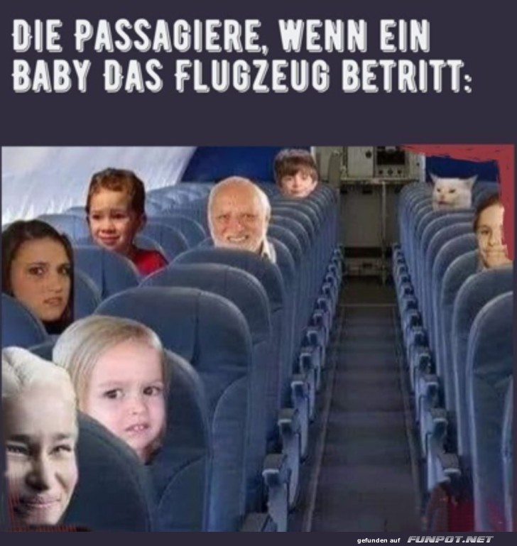 Reaktionen auf Baby im Flugzeug