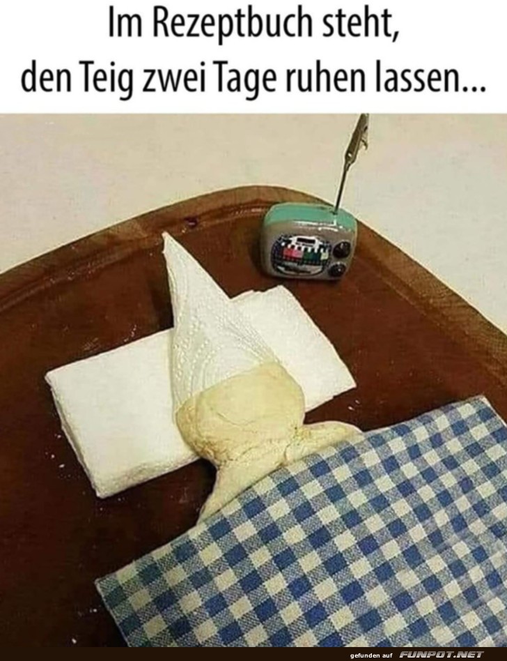 Im Rezeptbuch steht, den Teig zwei Tage ruhen lassen... Im Rezeptbuch steht, den Teig zwei Tage ruhen lassen...