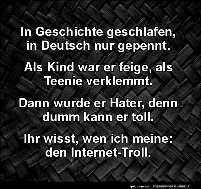 Gedicht ber den Internet-Troll