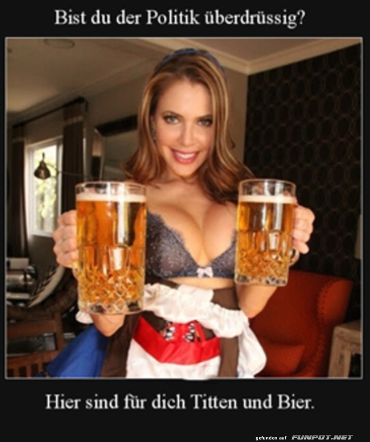 Humorvolles Bild mit Bier und Frau