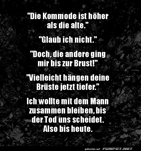 Humorvoller Dialog ber Mbel und Ehe