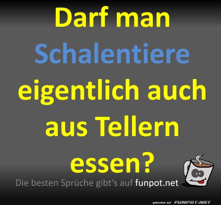 Schalentiere und Teller Humorfrage