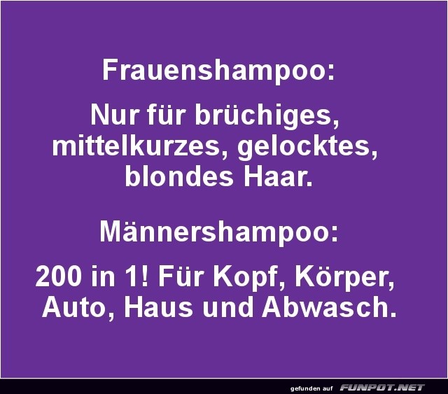 Unterschiede bei Frauen- und Mnnershampoos