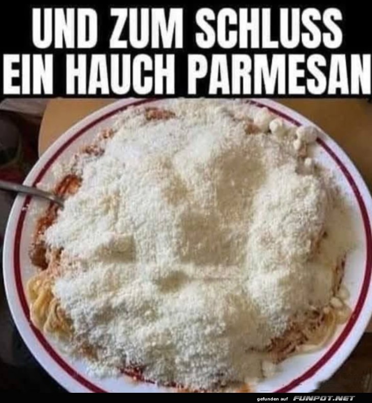 Ein Hauch Parmesan auf Spaghetti