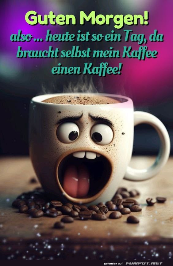 Lustiger Start in den Tag mit Kaffee