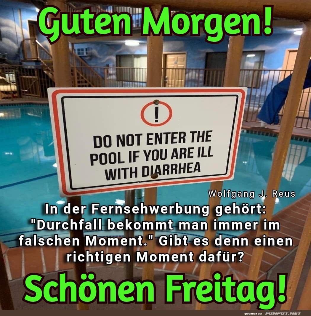 Poolregel mit Humor am Freitagmorgen