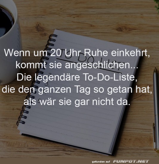 Die heimliche To-Do-Liste am Abend