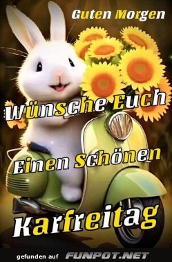 Frhlicher Hase mit Blumen auf Karfreitag
