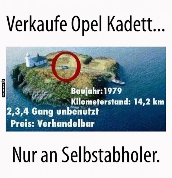 Verkaufe Opel Kadett auf entlegener Insel Verkaufe Opel Kadett auf entlegener Insel