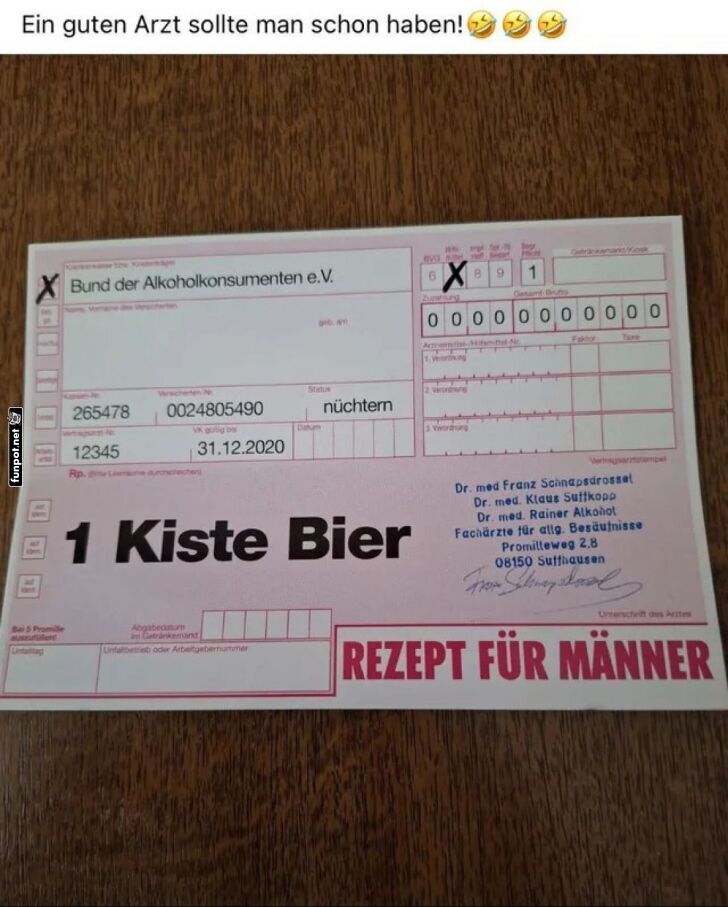 Humorvolles Rezept für Männer Humorvolles Rezept für Männer