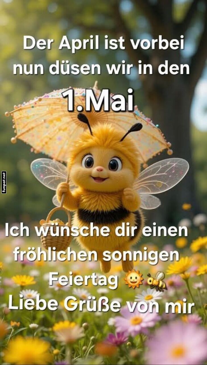 Fröhlicher Start in den Mai mit süßer Biene Fröhlicher Start in den Mai mit süßer Biene