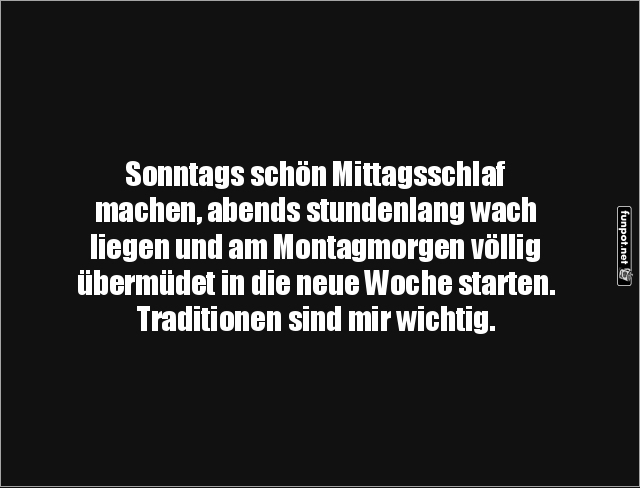 Traditioneller Sonntags-Mittagsschlaf Traditioneller Sonntags-Mittagsschlaf