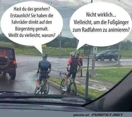 Radfahrer auf dem Bürgersteig gemalt Radfahrer auf dem Bürgersteig gemalt
