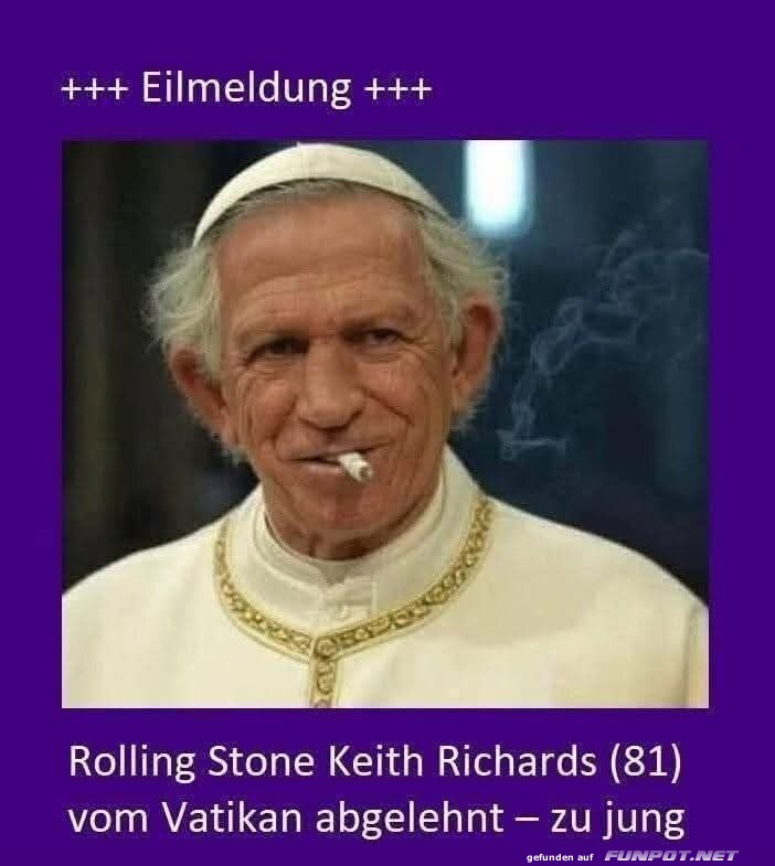 Eilmeldung: Keith Richards im Vatikan abgelehnt Eilmeldung: Keith Richards im Vatikan abgelehnt