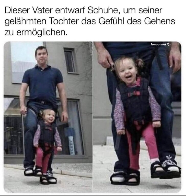 Vater erfindet Schuhe für gelähmte Tochter Vater erfindet Schuhe für gelähmte Tochter