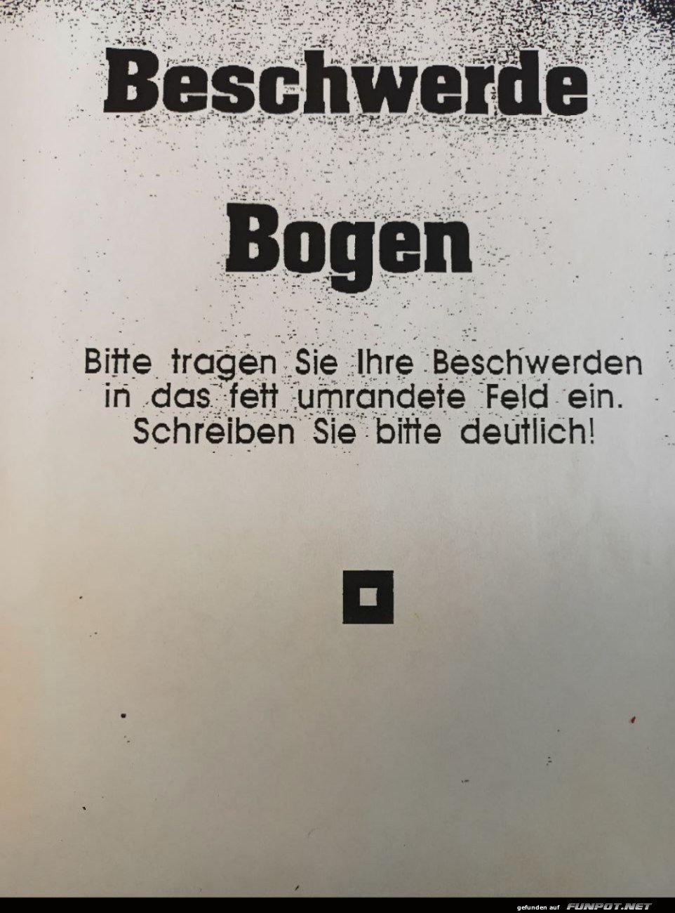 Beschwerdeformular für klare Einträge Beschwerdeformular für klare Einträge