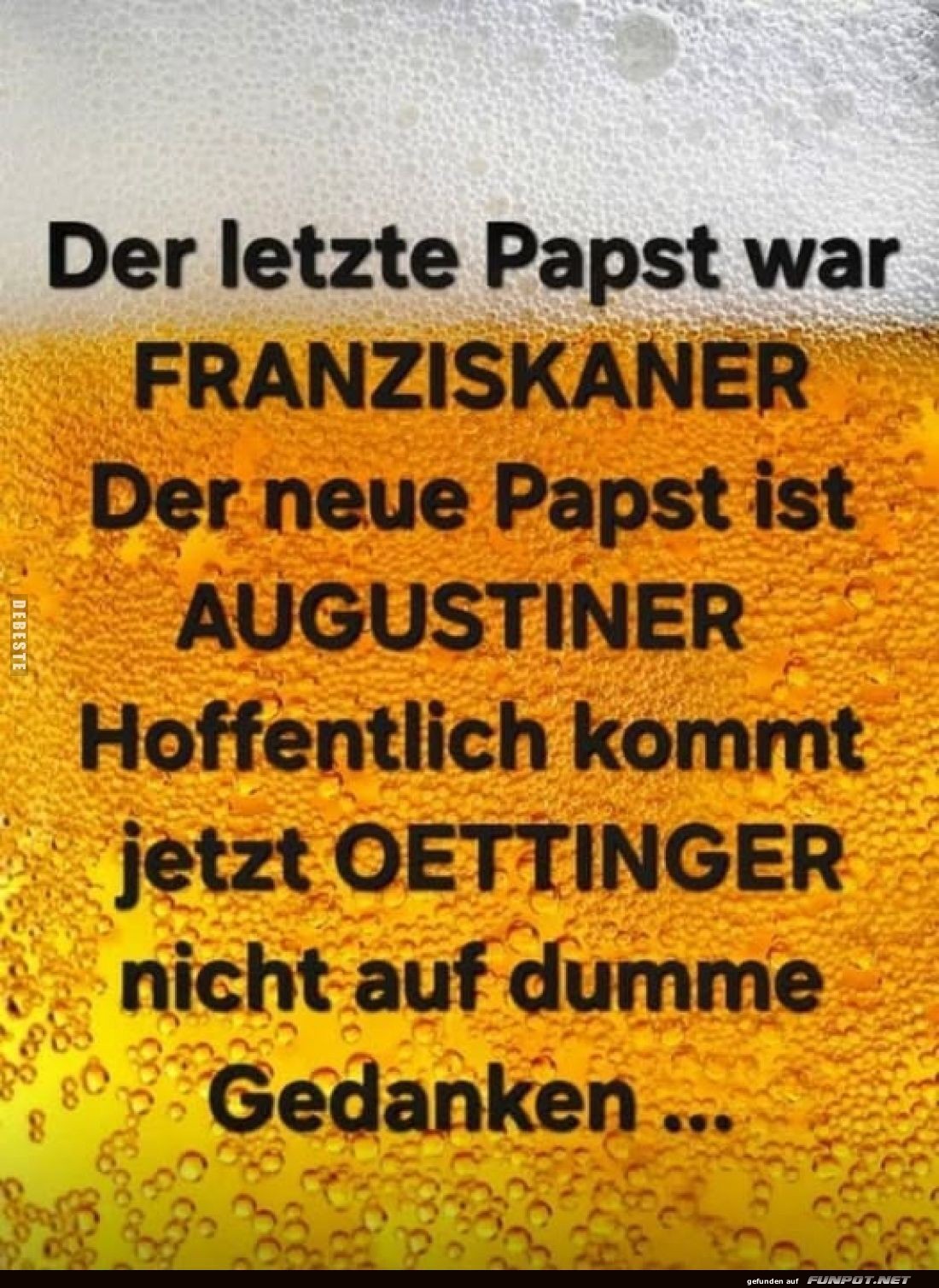Witz über Papst mit Biermarken Witz über Papst mit Biermarken