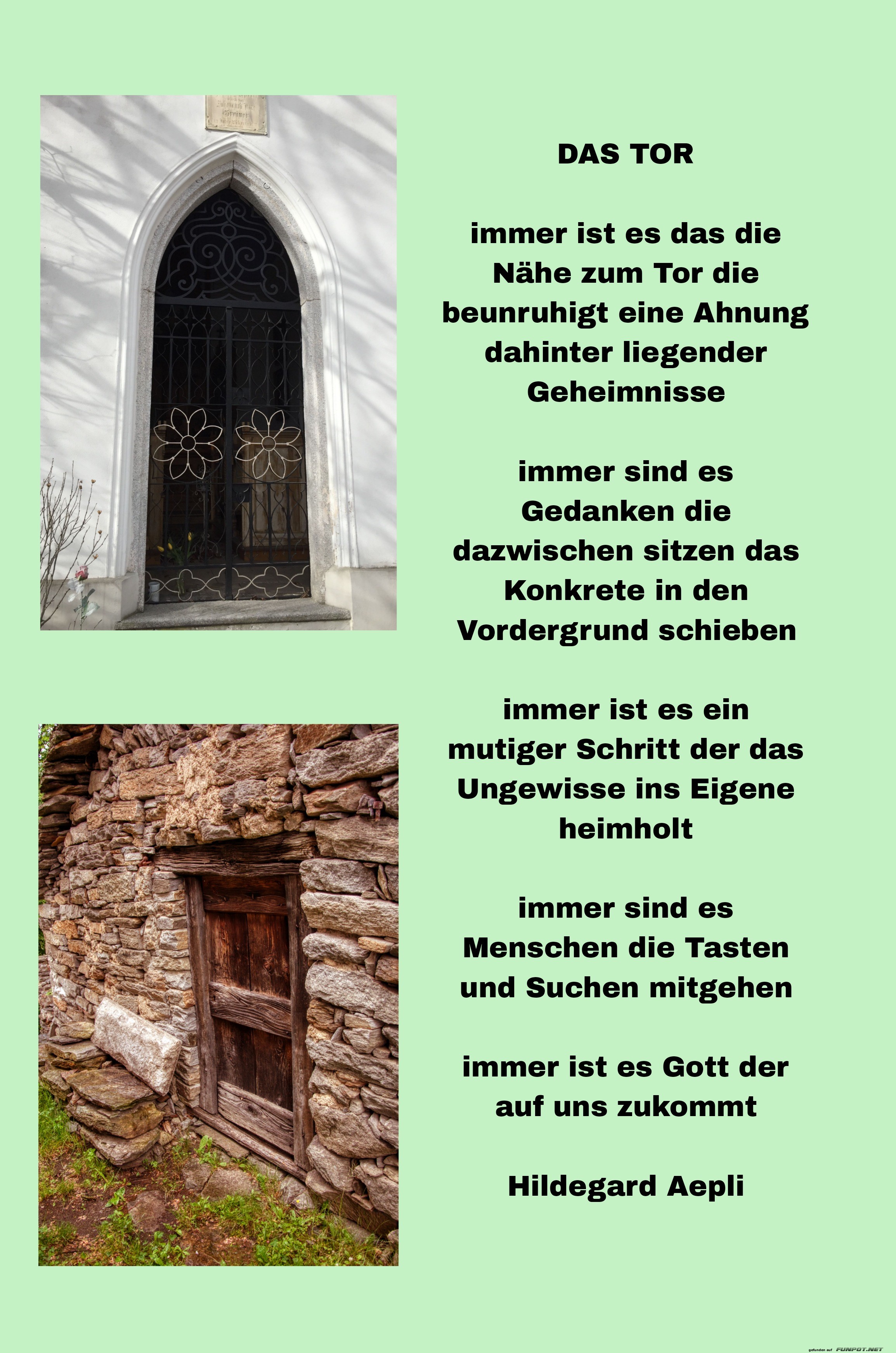 Zwei Tore und ein Gedicht von Hildegard Aepli Zwei Tore und ein Gedicht von Hildegard Aepli